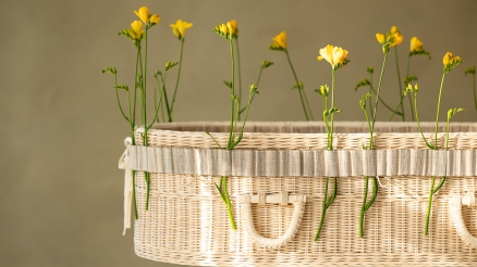 Bamboe eco rond met bloemenband