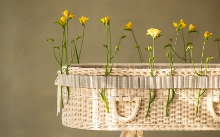 Bamboe eco rond met bloemenband