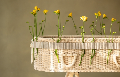 Bamboe eco rond met bloemenband